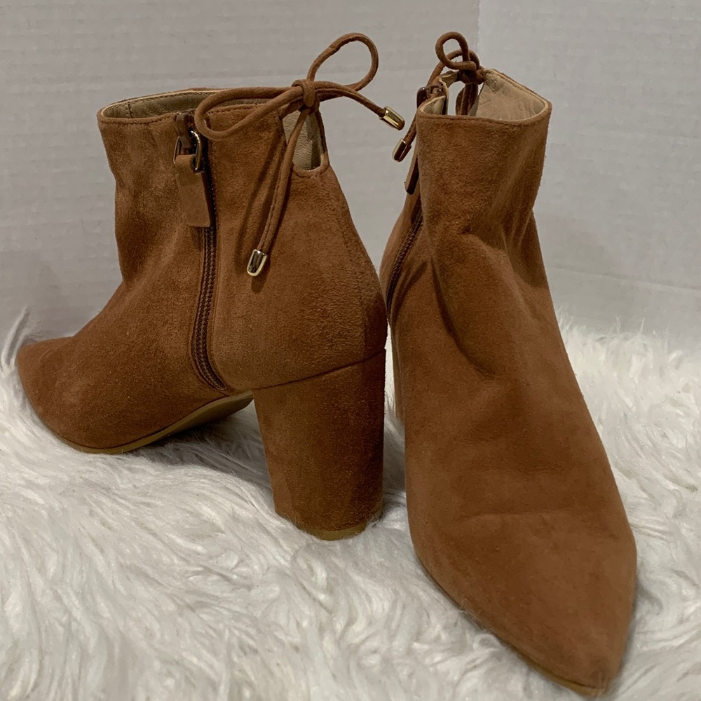 STUART Weitzman Tan Suede Ankle Booties